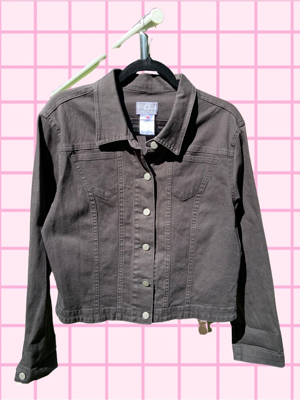 Black Y2K Denim Jacket FDJ Made in Canada - Women’s Size 14